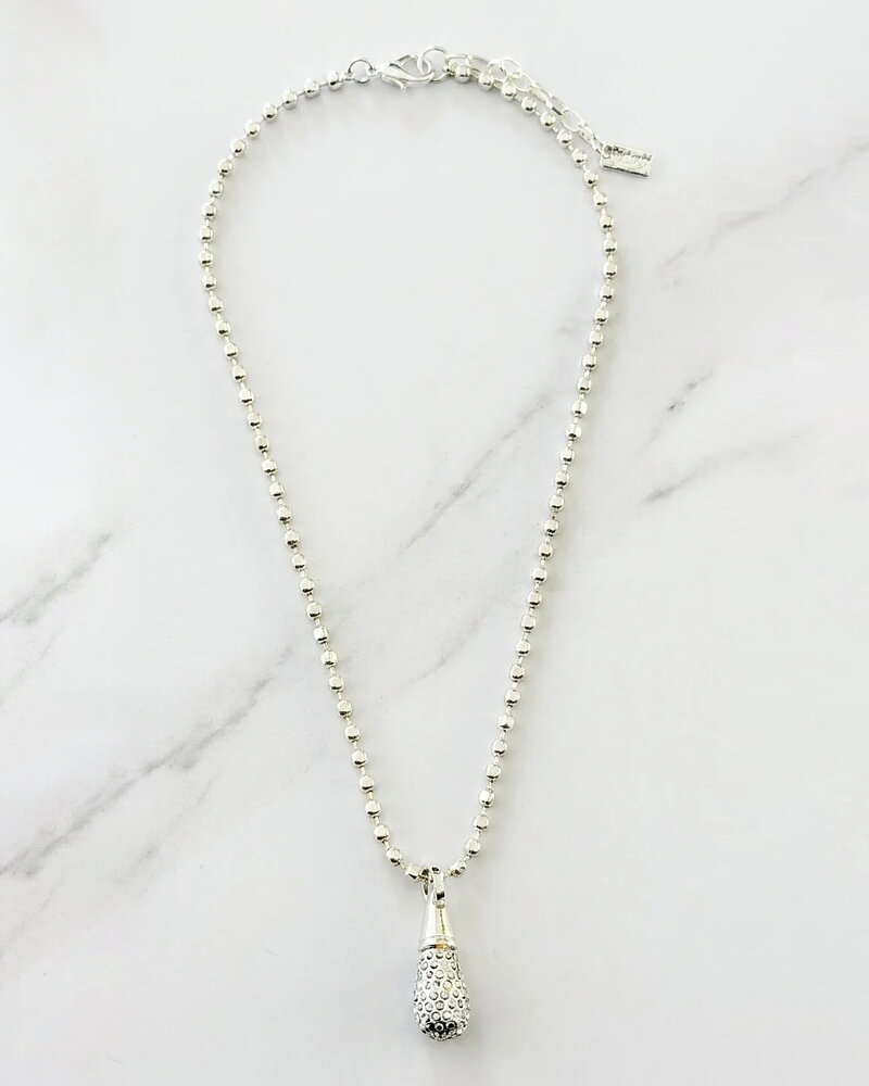 Halsband silverfärgat strassdroppe