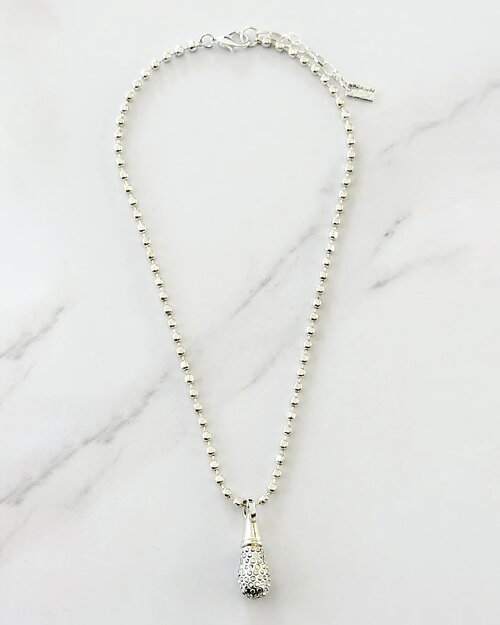 Halsband silverfärgat strassdroppe - 2