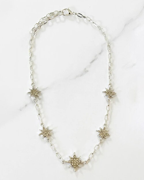 Halsband silverfärgat  med stjärnor - 2