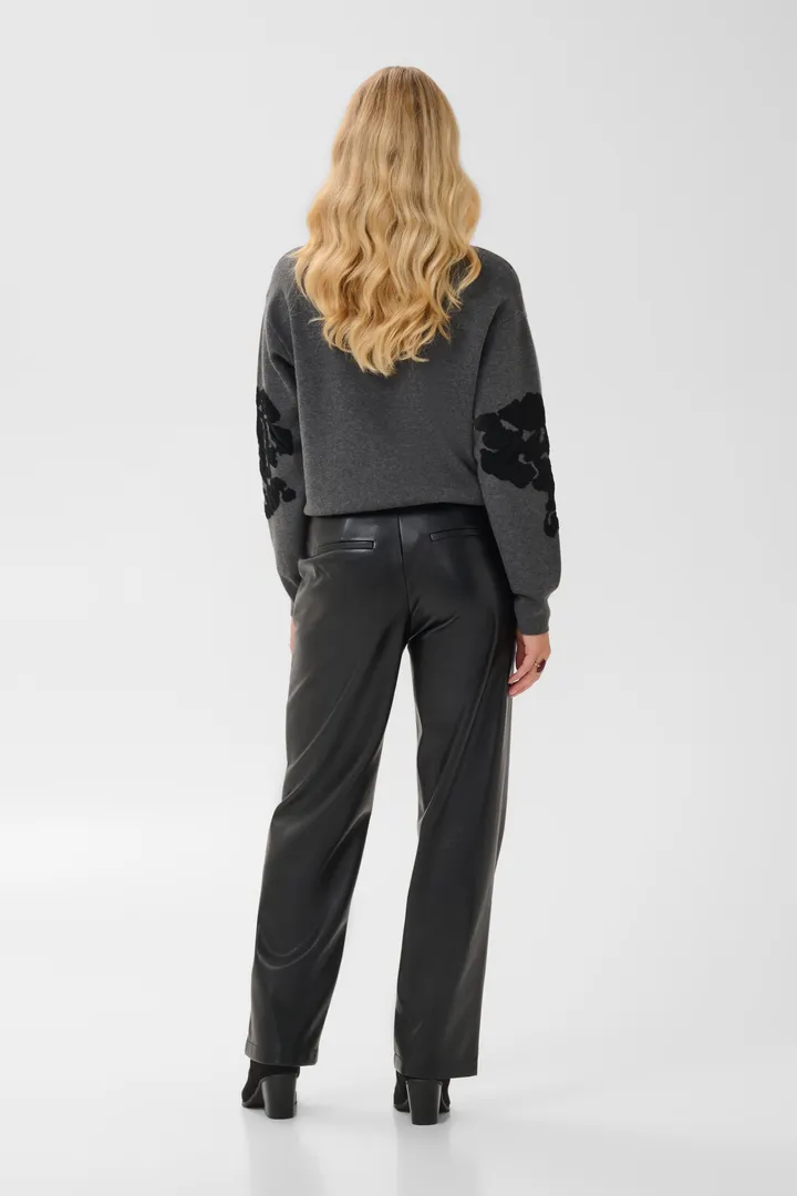Cream Alley Knit Pullover Dark Grey Melange - 4