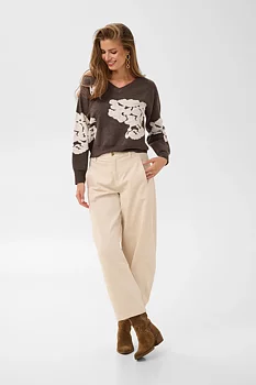 Cream Alley Knit Pullover Java Melange