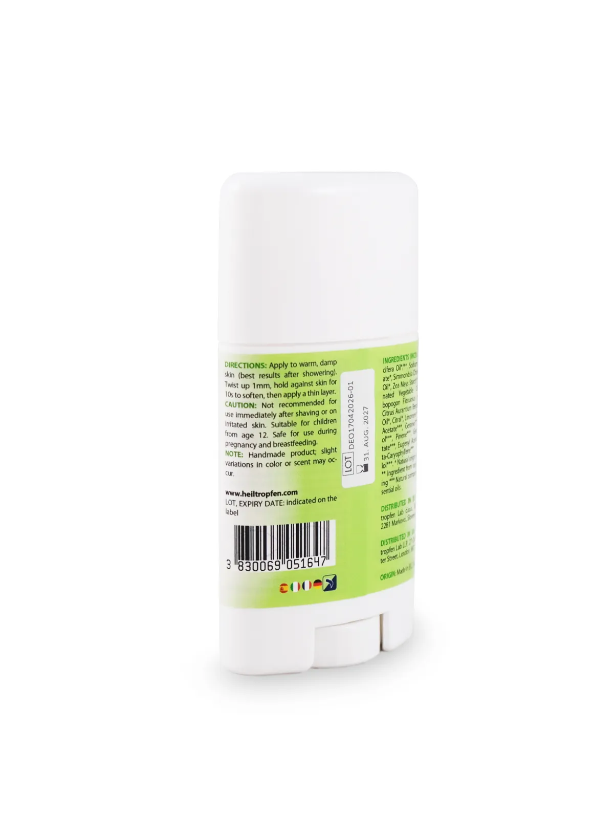 Heiltropfen Lemongrass & Bergamot Deodorant Stick 55g - 100% Natural - 3