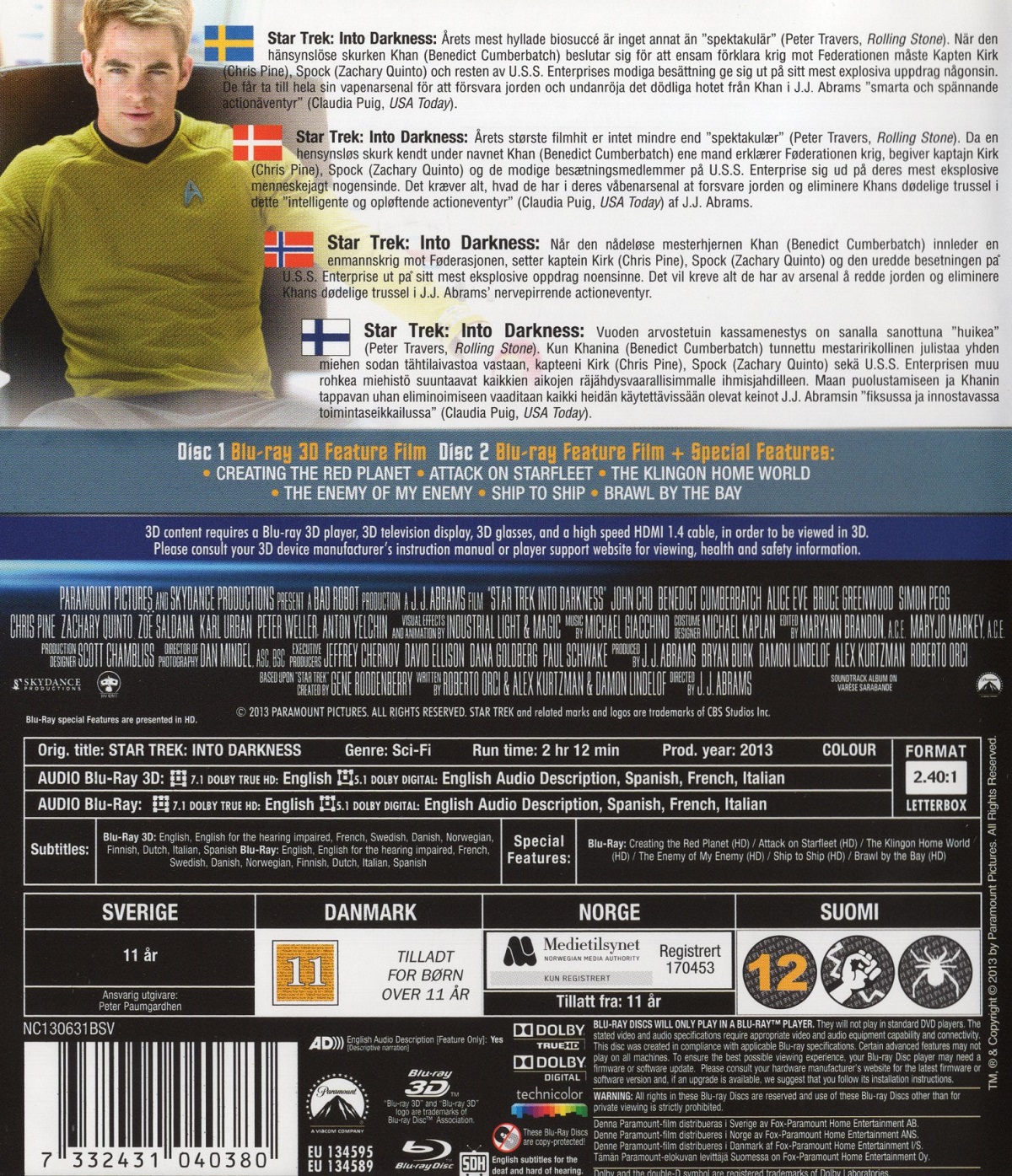 Star Trek Into Darkness (Real 3D + Blu-ray) (Begagnad) - 2