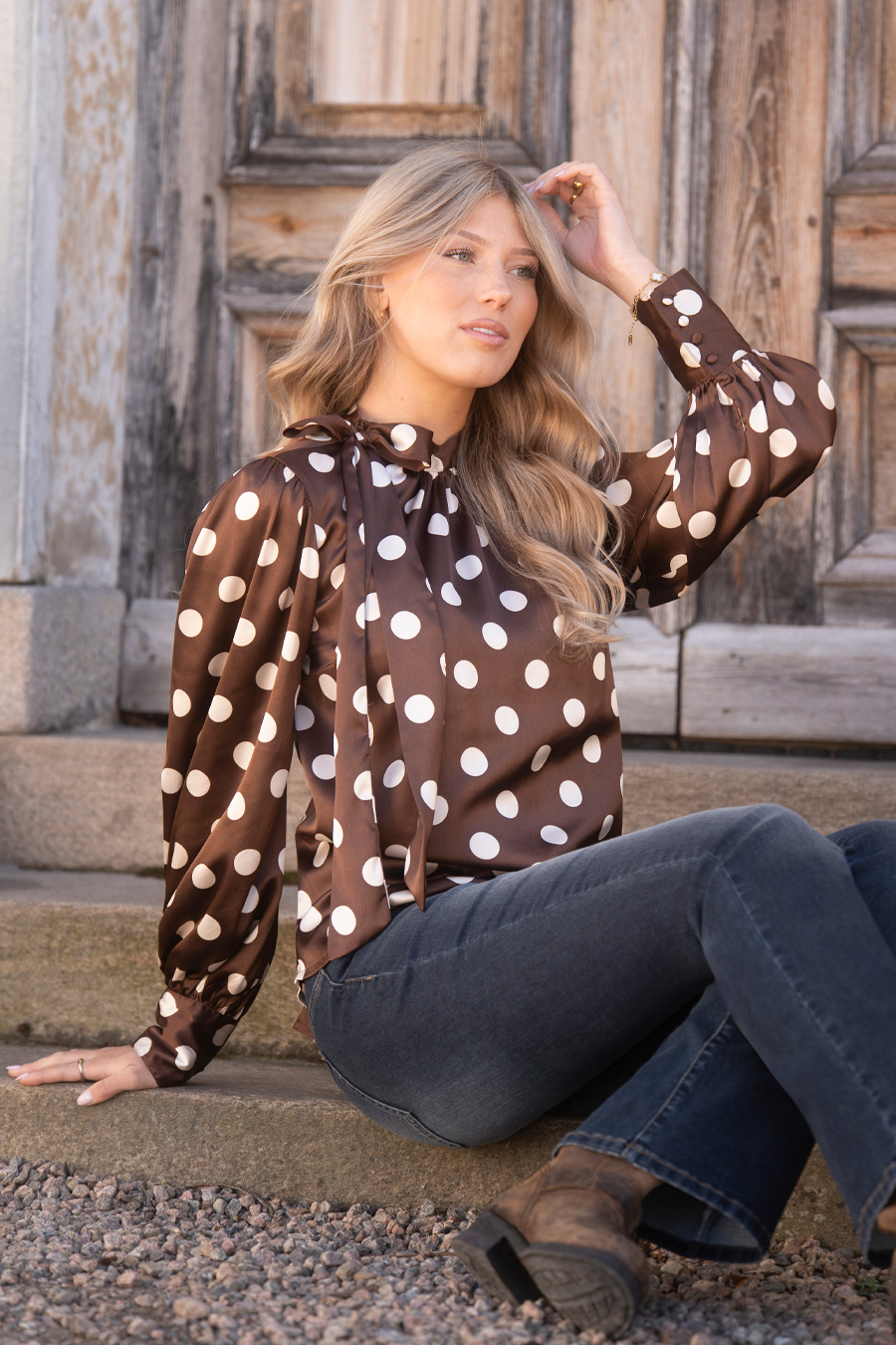 GENEVIEVE BLOUSE CINNAMON/CHAMPAGNE - 8
