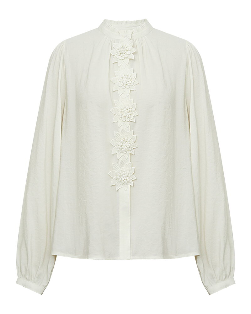 Blus Emili med blommor fram offwhite