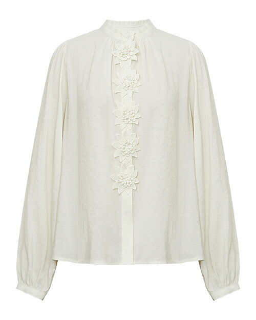 Blus Emili med blommor fram offwhite - 2