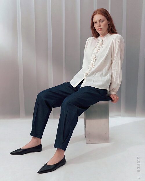 Barrelbyxa Ewa tunn mörk denim