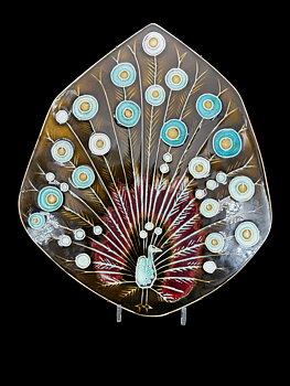 Arabia, Annikki Hovisaari, “Peacock” Large wall tile/Relief