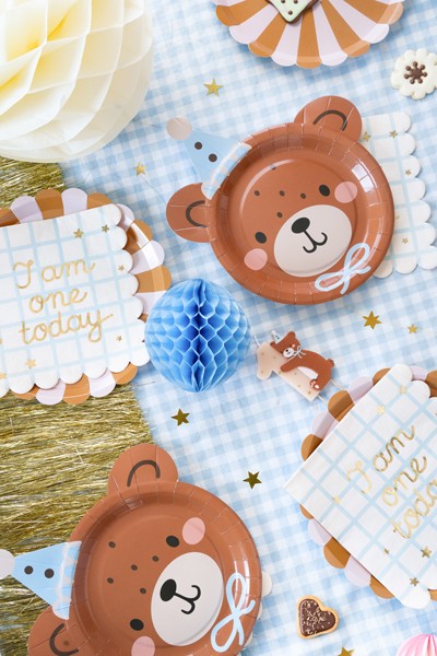 Tårtljus siffra 1 med nalle i Teddy Bear kalasdukning