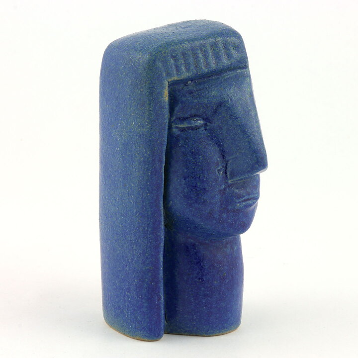 Åke Holm (1960s) Blue Head Sculpture 10 cm