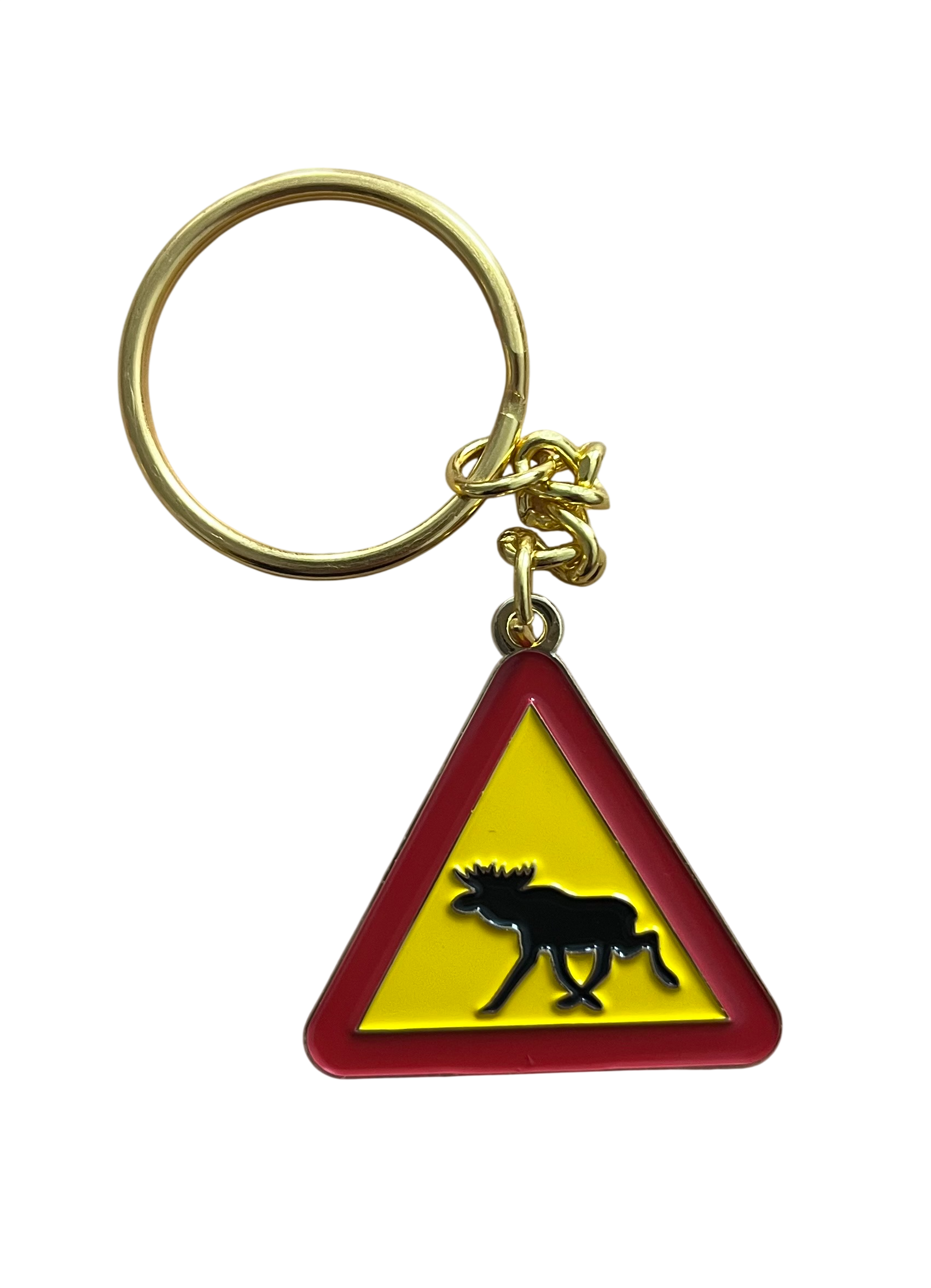 Metal Keychain - Moose warning sign
