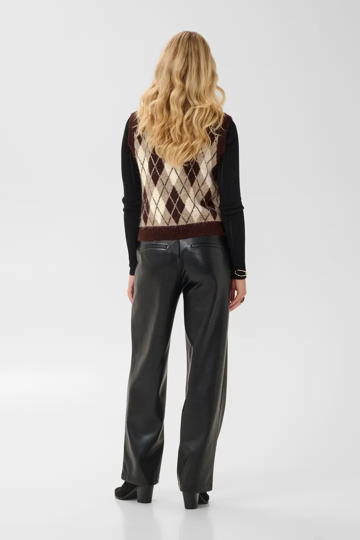 Cream Mirea Knit Vest Fudge Argyle - 4