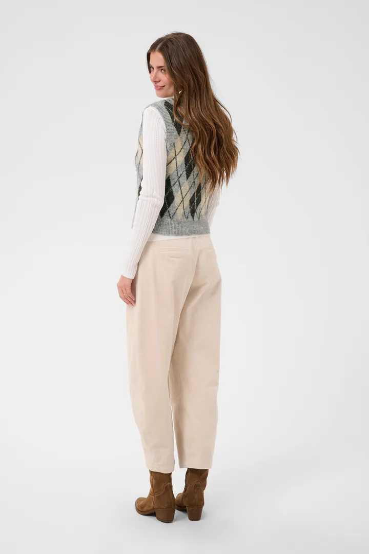 Cream Mirea Knit Vest Grey Melange Argyle - 5
