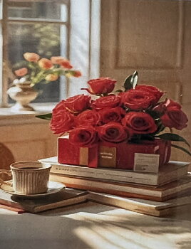 Fika med Rosor Diamond Picture, Diamond Painting