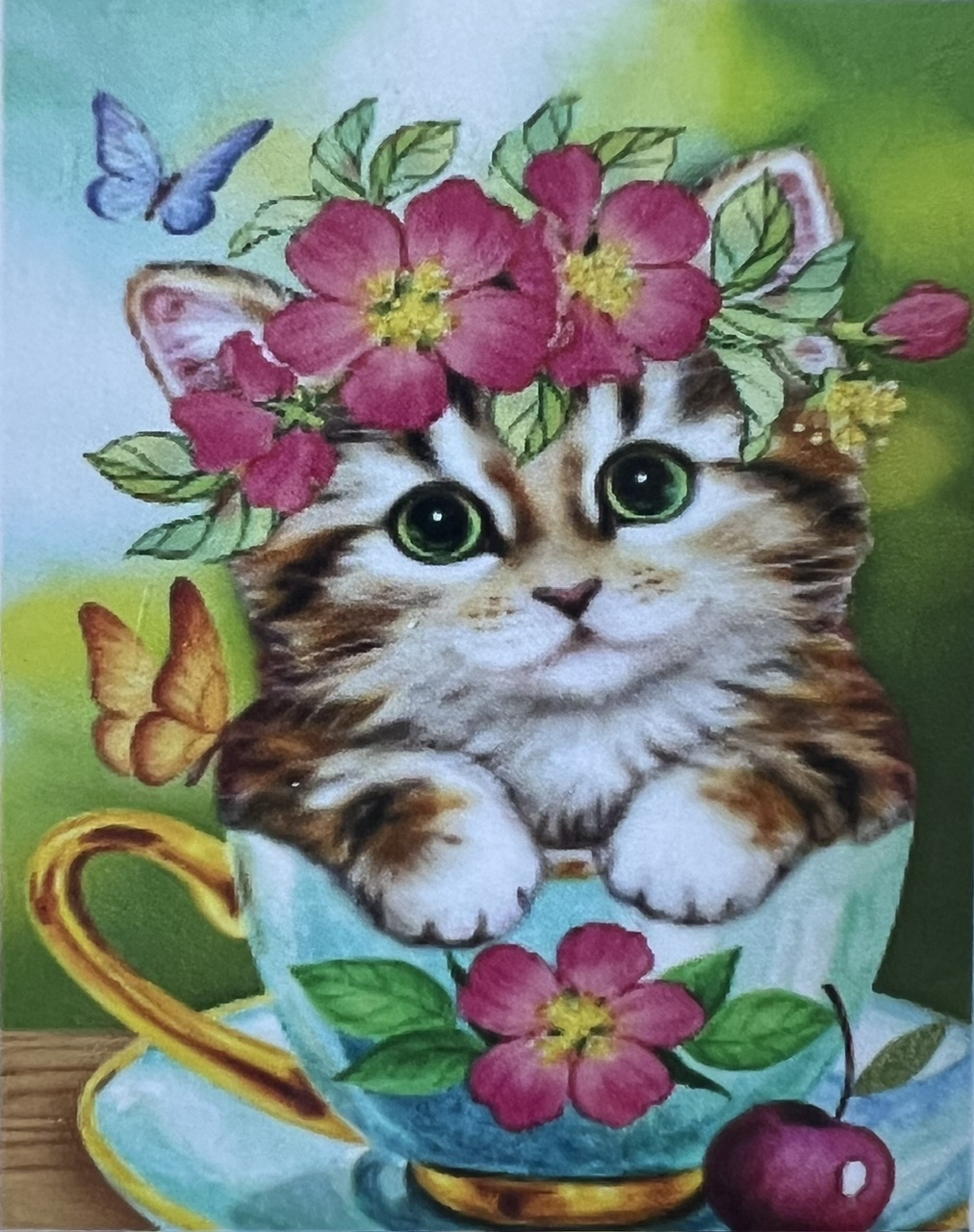Blomsterkatt Diamond Picture, Diamond Painting