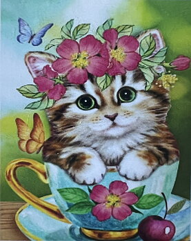Blomsterkatt Diamond Picture, Diamond Painting