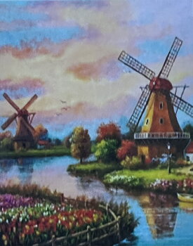 Väderkvarn vid Vattenbryn Diamond Picture, Diamond Painting