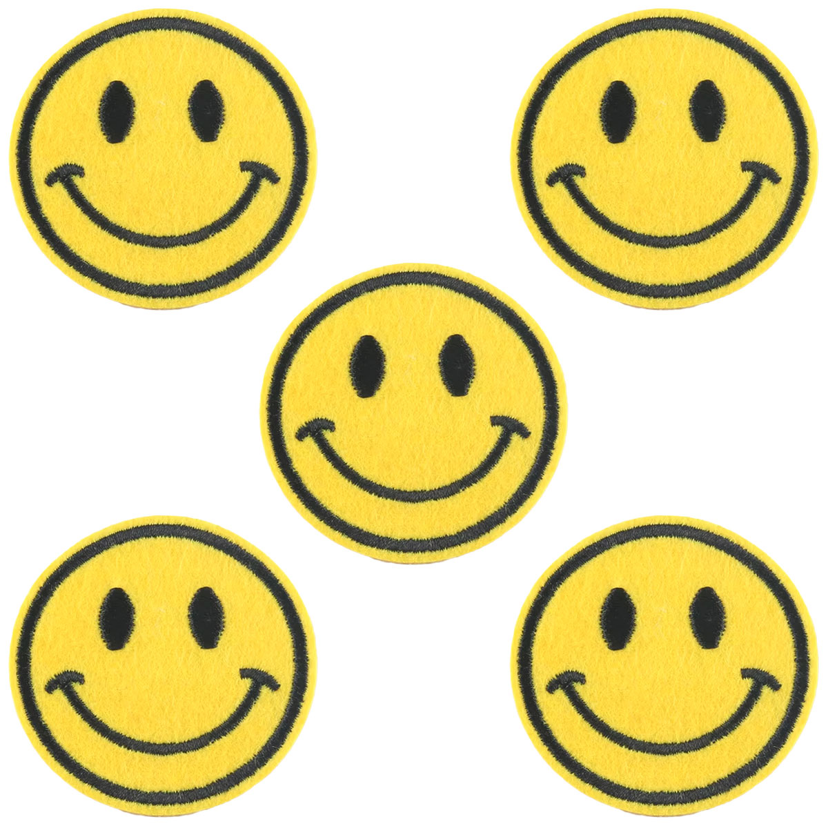 Broderade Emoji-Tygmärke Leende 5-Pack
