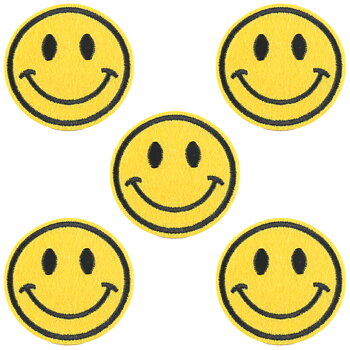 Broderade Emoji-Tygmärke Leende 5-Pack
