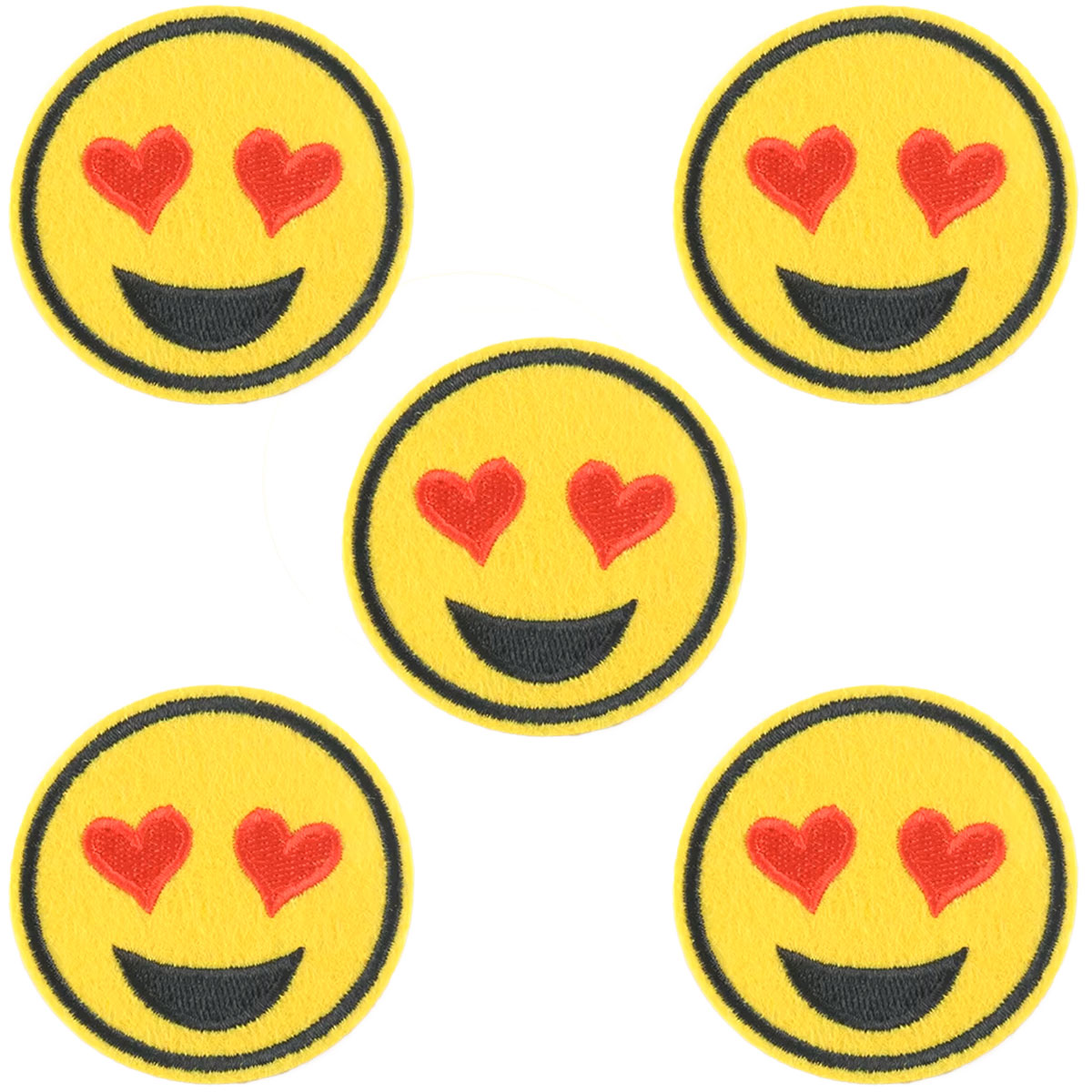 Broderade Emoji-Tygmärke Hjärtögon 5-Pack
