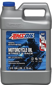 AMSOIL 10W-40 100% Synthetic Metric Motorcycle Oil High-Performance 1-Gallon c:a 4 Liter  MCF1G