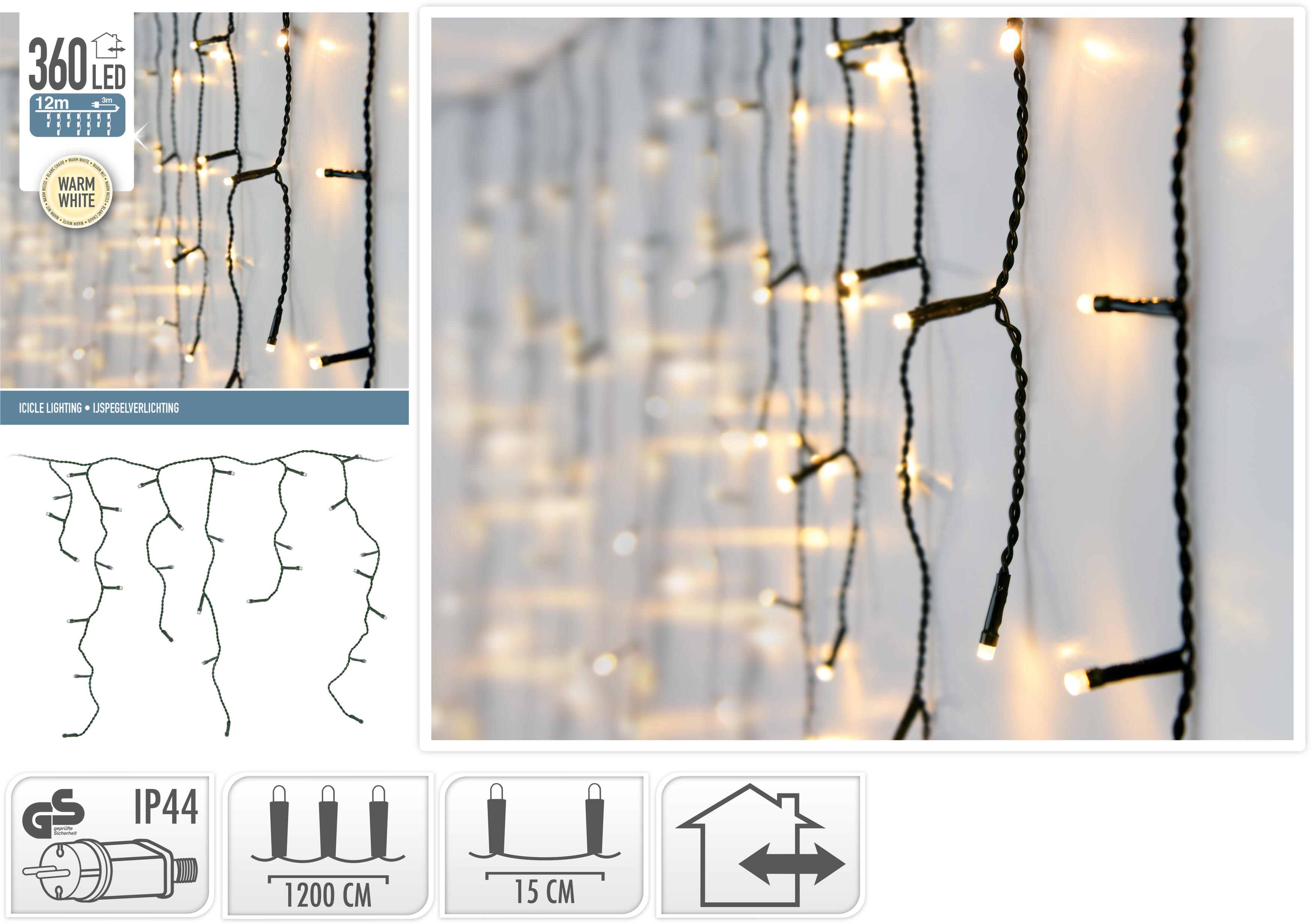 Istappsslinga 360 LED inom- utomhus - varmvit