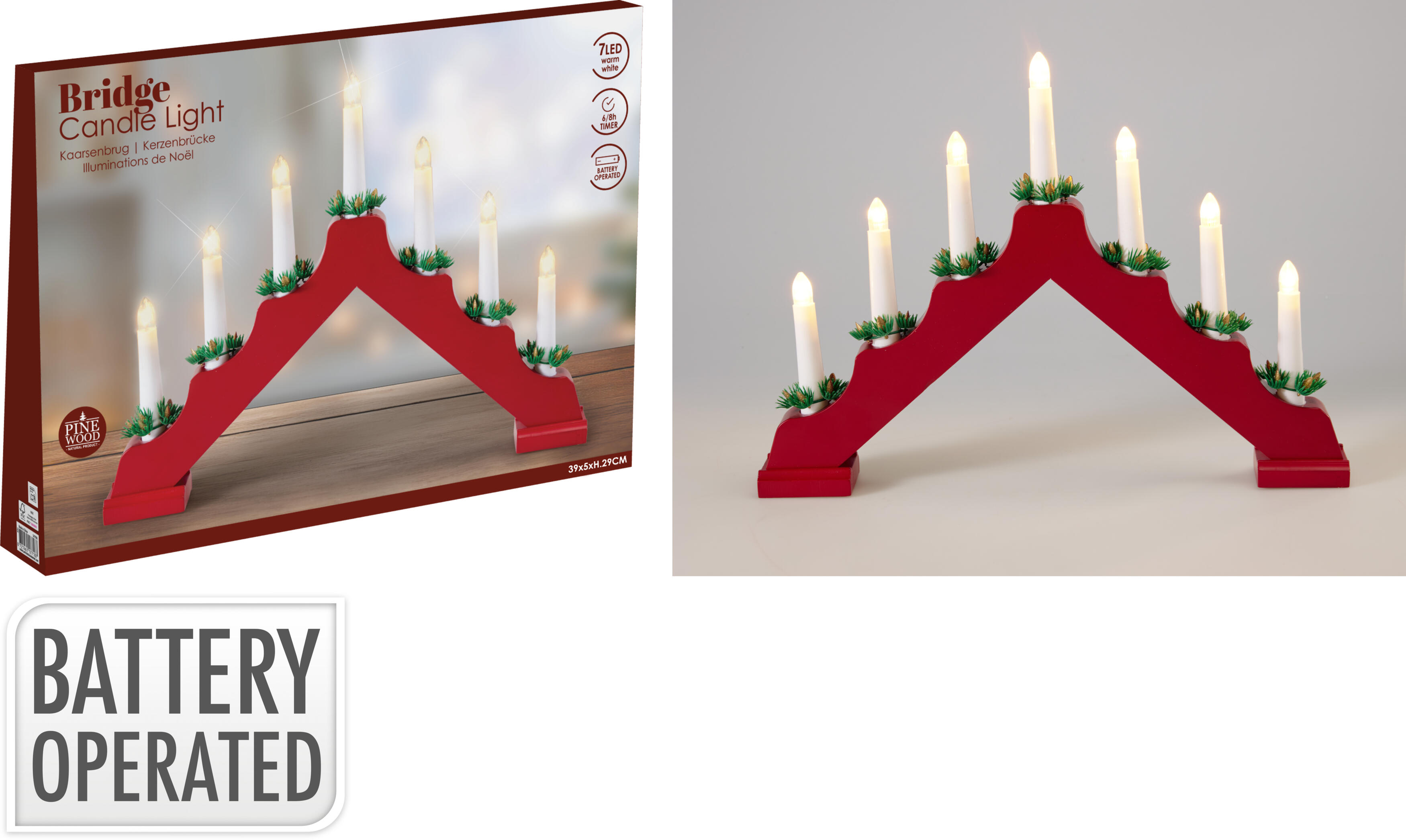 Adventsljusstake röd 7 LED