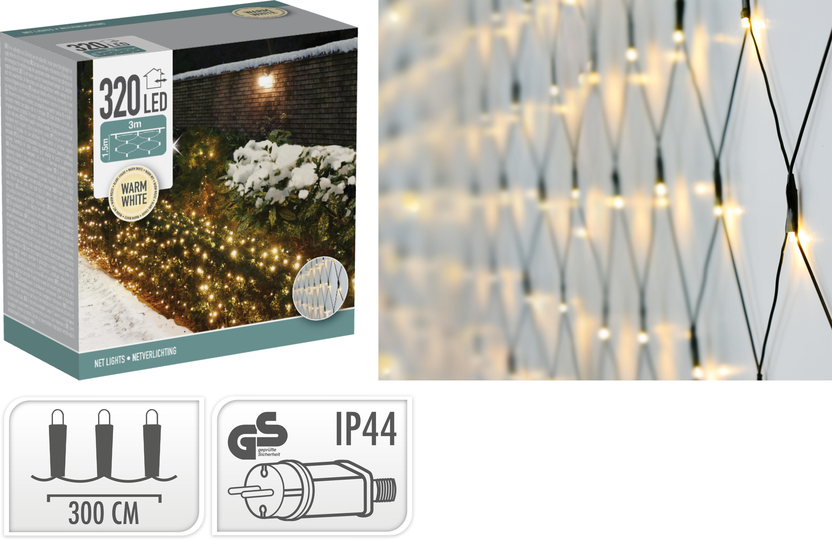 Ljusnät 320 LED varmvit