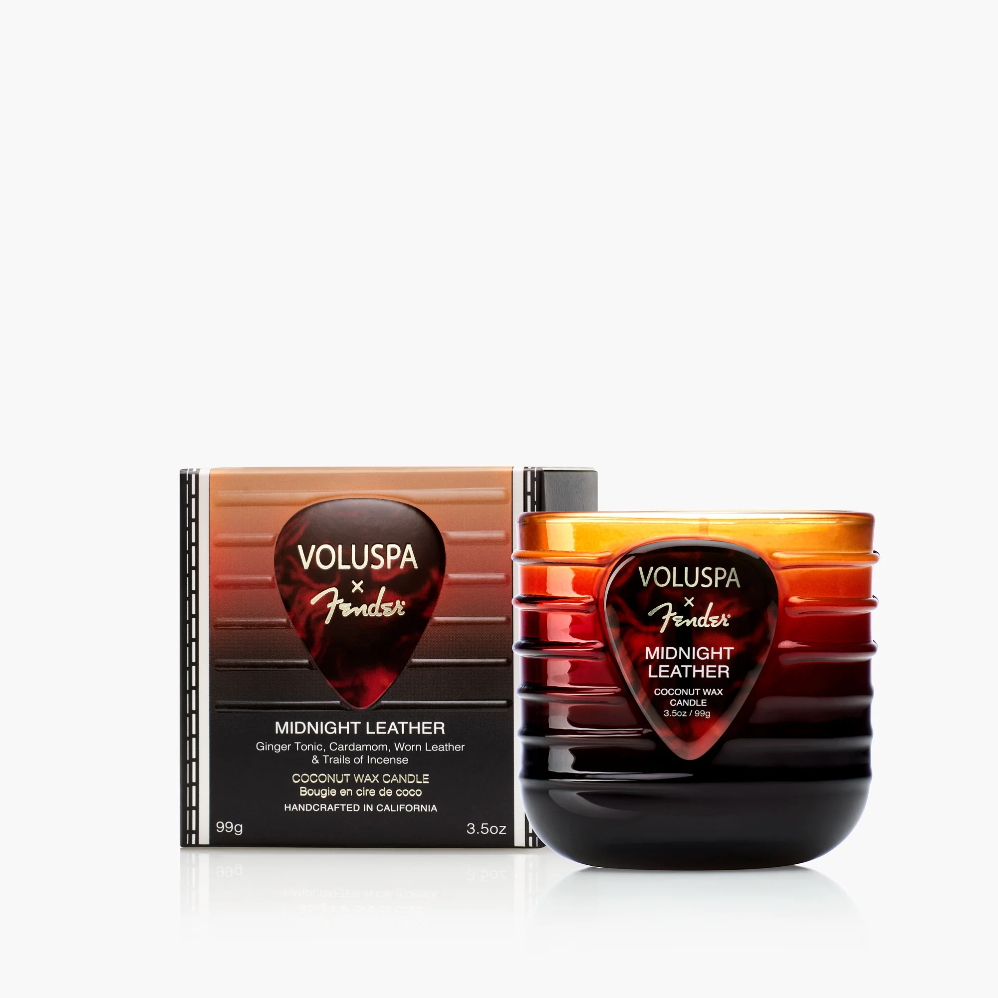 Voluspa Fender Midnight Leather Pedestal Candle - 3