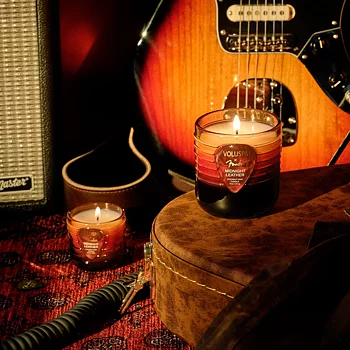 Voluspa Fender Midnight Leather Pedestal Candle