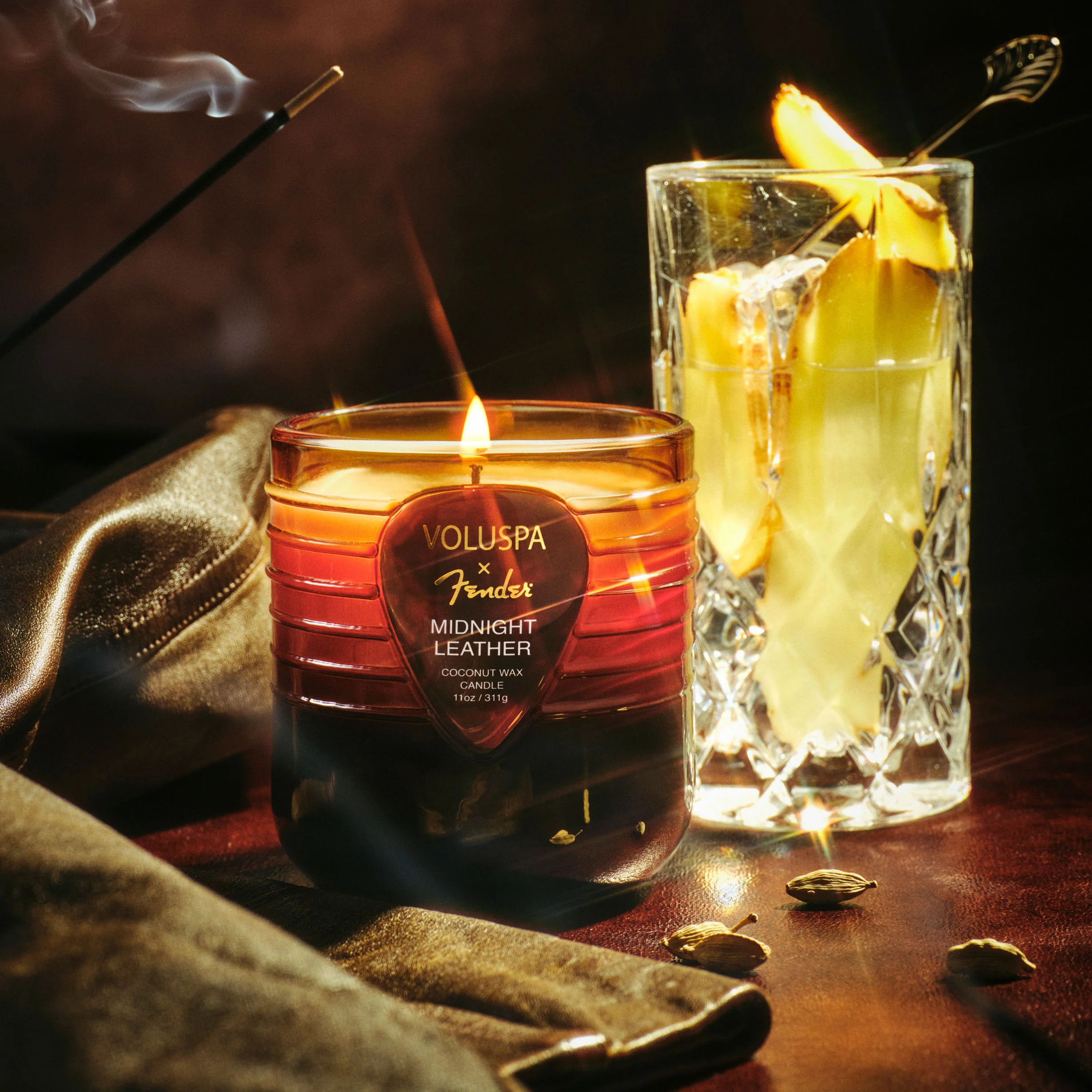 Voluspa Fender Midnight Leather Boxed Candle - 3