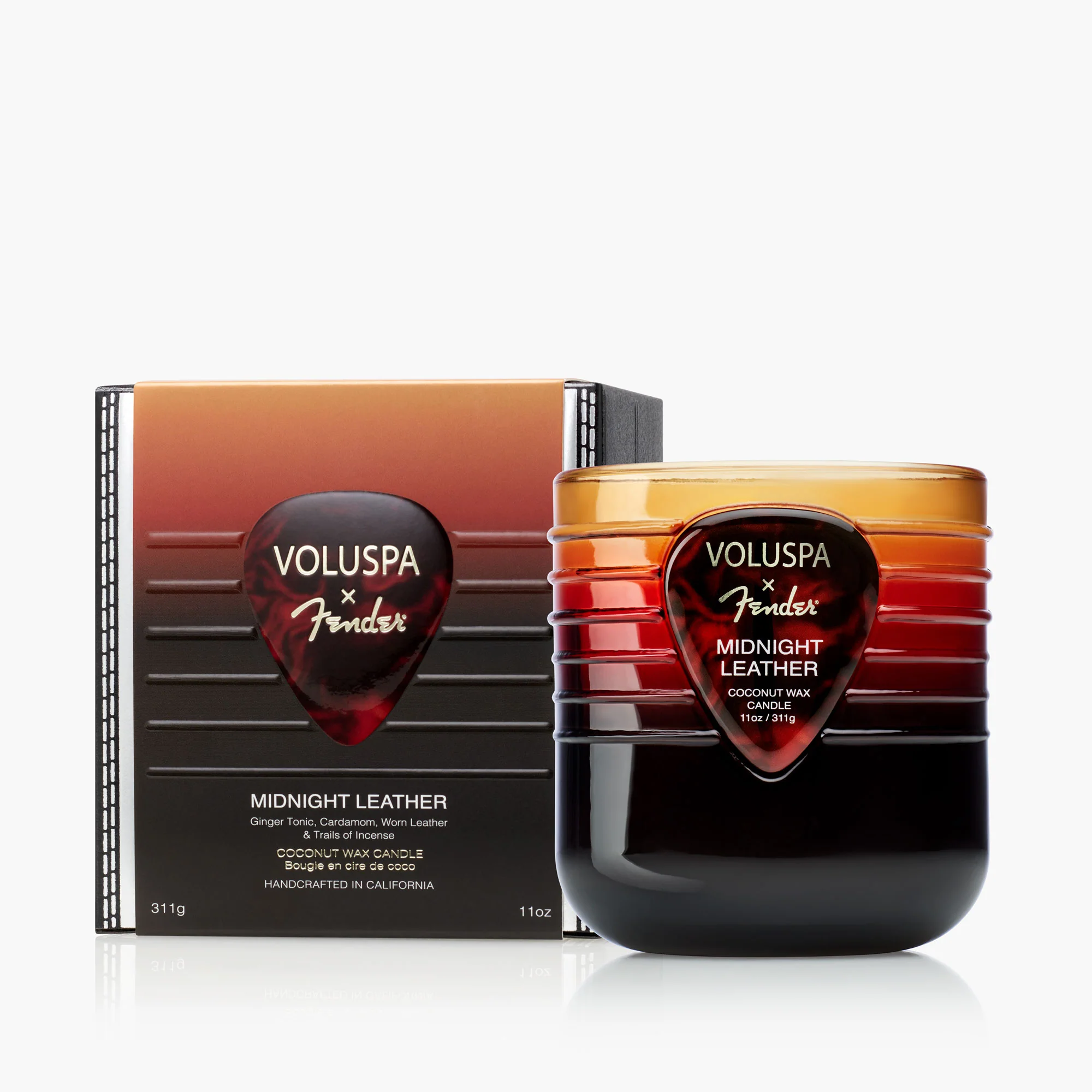 Voluspa Fender Midnight Leather Boxed Candle