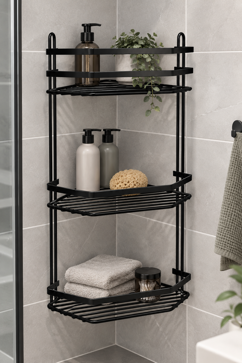 Wire Basket Corner - Triple - Matt Black - 2