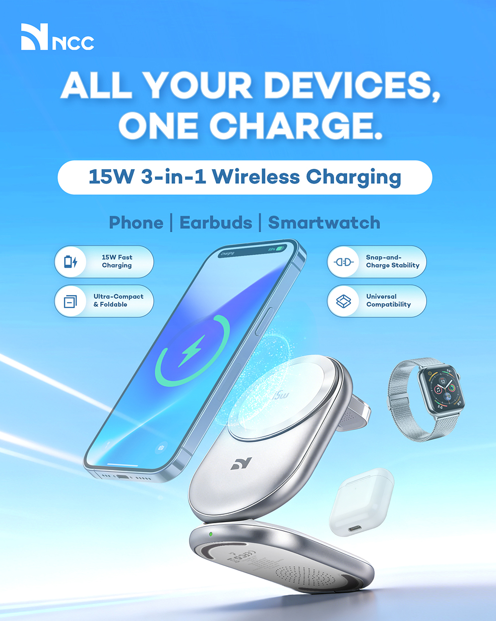 WH-559 NCC Magsafe Wireless Charger 3-in-1 - 2