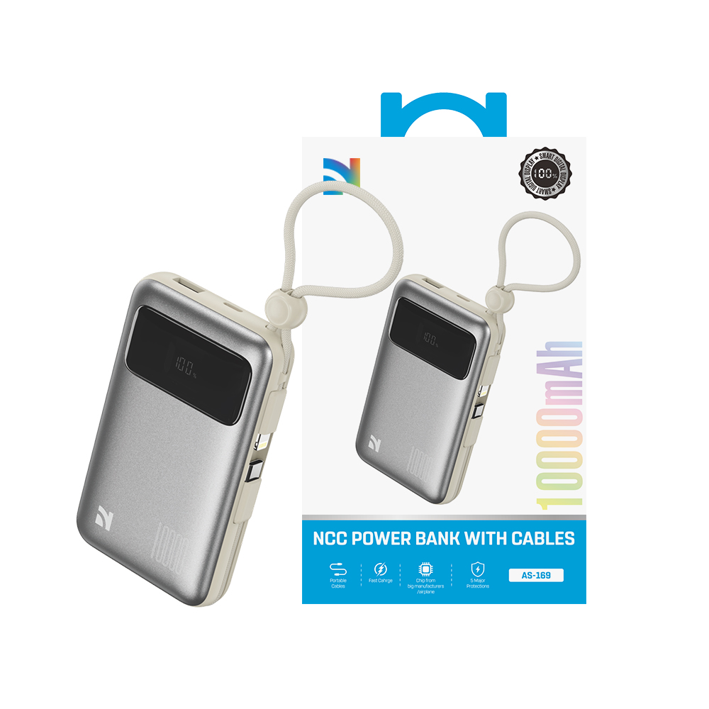 Powerbank AS-169 RX Series  10000mAh 22.5W Own Line Light Grey