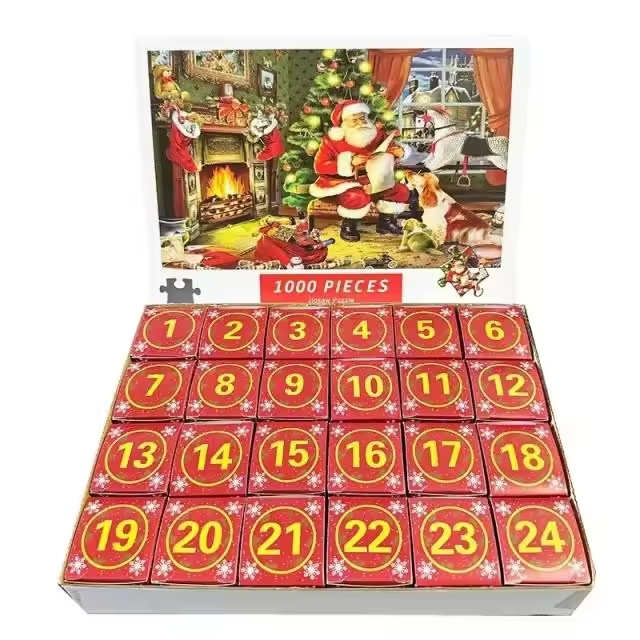 Super Juligt motiv Adventskalender 2026, Santa 1000 pusselbitar, julkalender pussel - 6