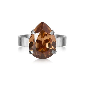 Caroline Svedbom Mini Drop ring rhodium smoked topaz