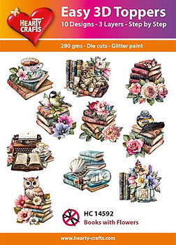 Easy 3D toppers - Books with Flowers