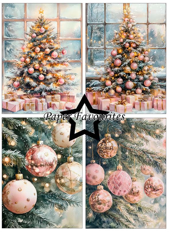 Paper Favourites Pink Christmas A6 Paper Pack  - 3
