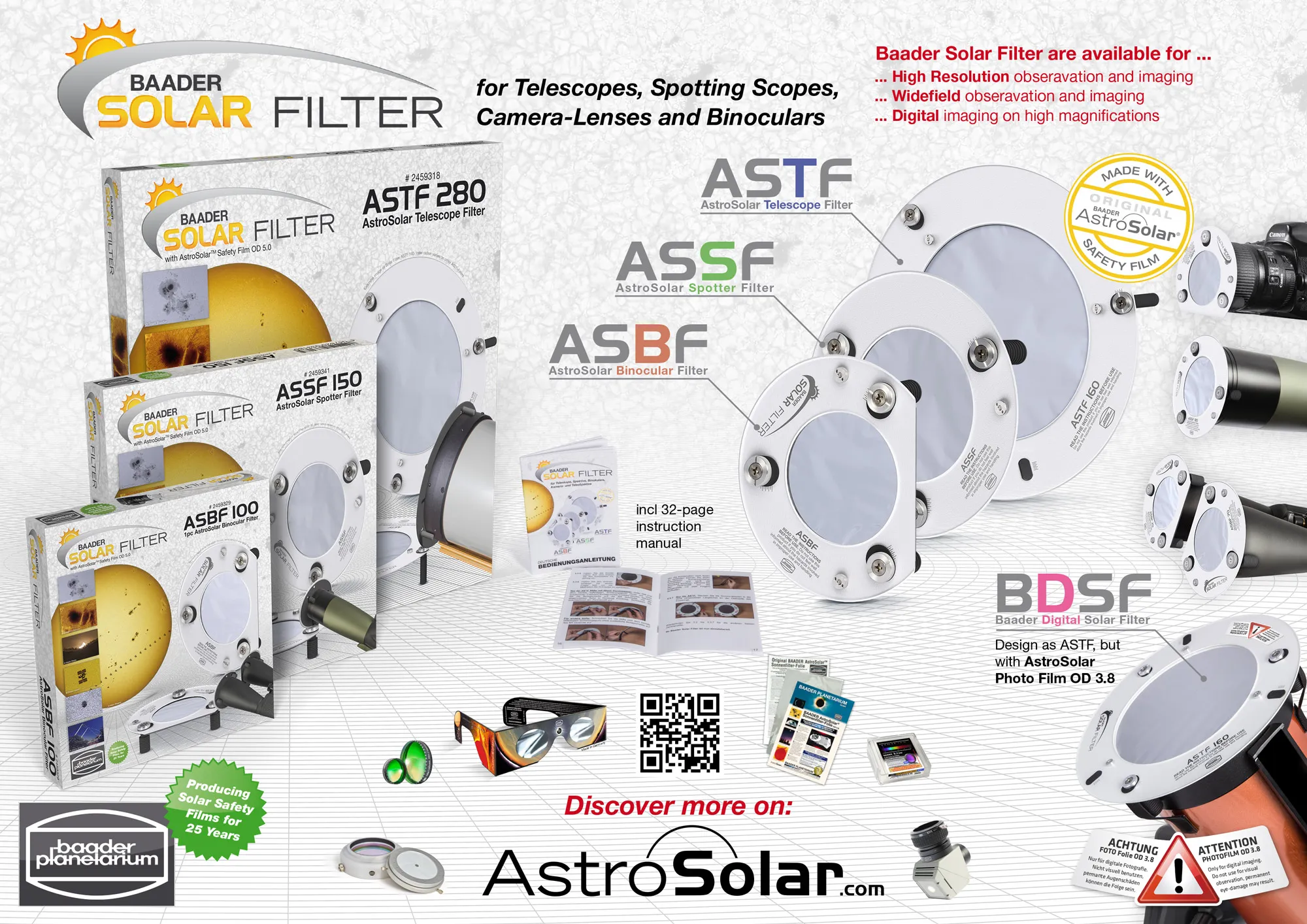 BAADER-PLANETARIUM ASSF SOLFILTER OD5.0 TILL SMÅ TELESKOP - 8