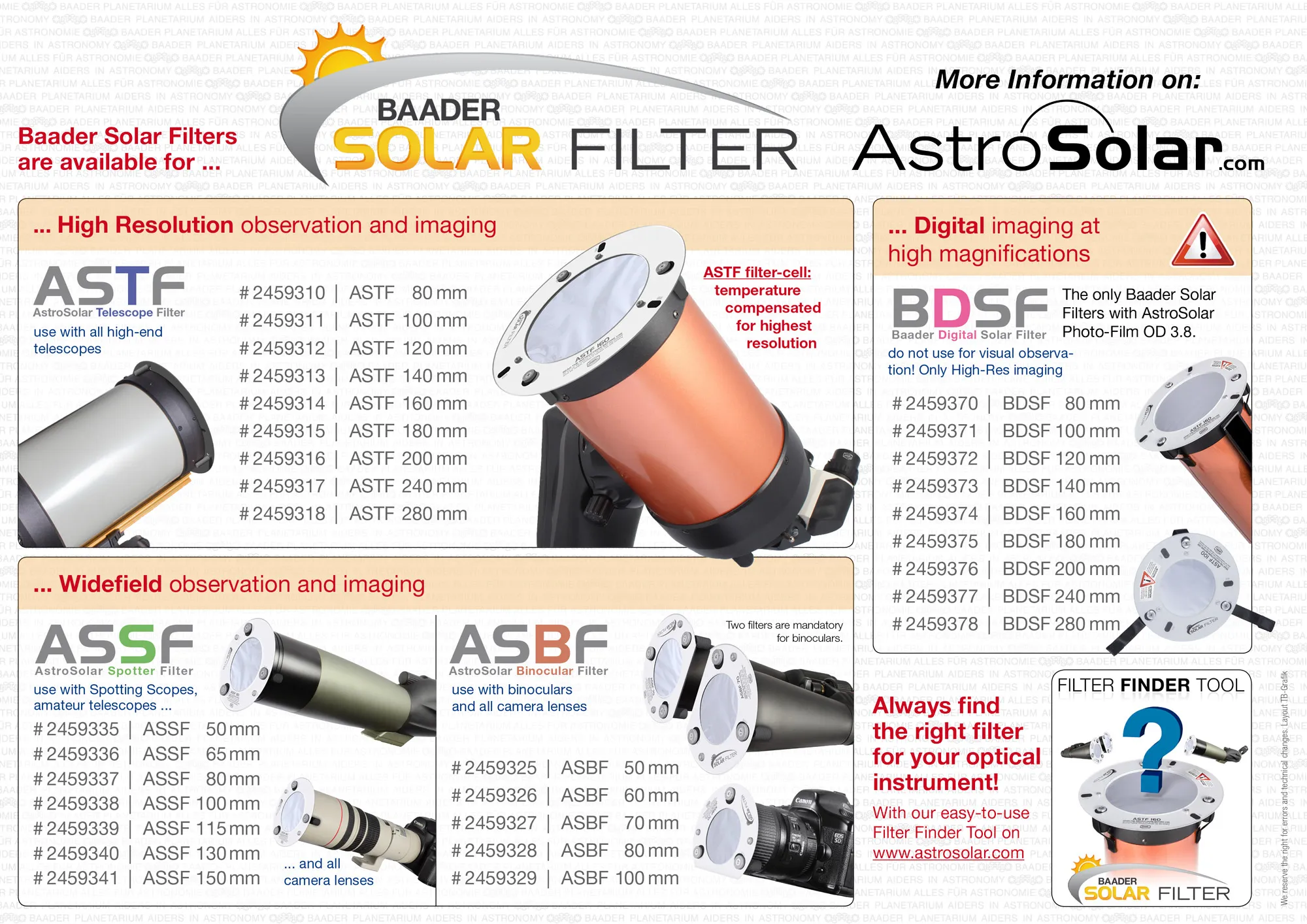 BAADER-PLANETARIUM ASSF SOLFILTER OD5.0 TILL SMÅ TELESKOP - 9