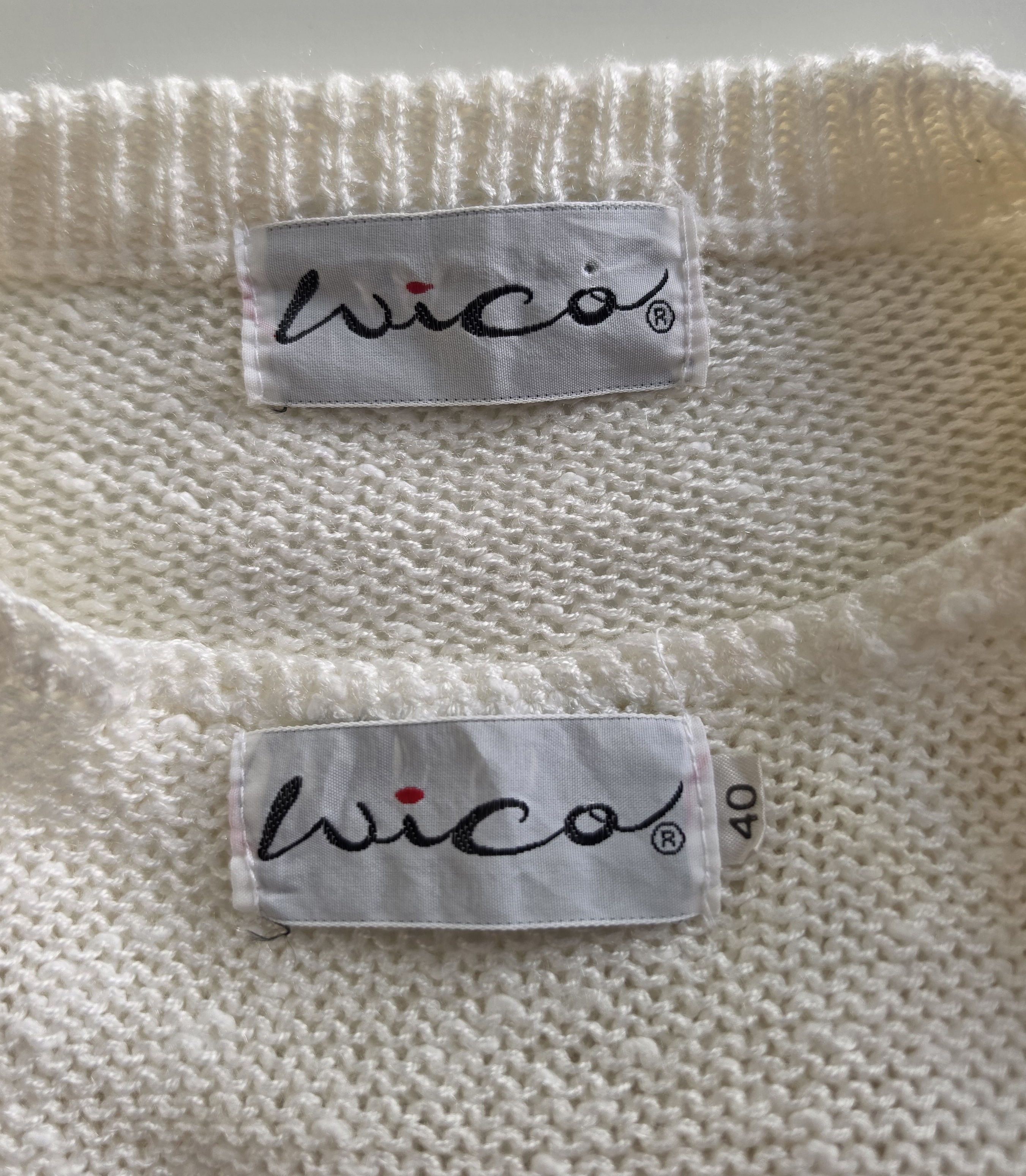 Stickat set, kofta och linne med paljetter, ca storlek M, Secondhand Wico - 7