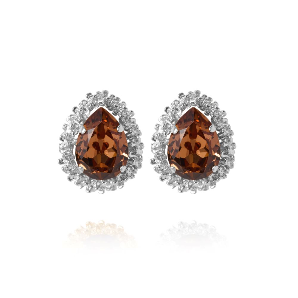 Caroline Svedbom Classic Gemma örhängen rhodium Light Smoked Topaz