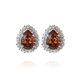 Caroline Svedbom Classic Gemma örhängen rhodium Light Smoked Topaz