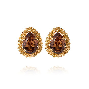 Caroline Svedbom Classic Gemma örhängen guld Light Smoked Topaz