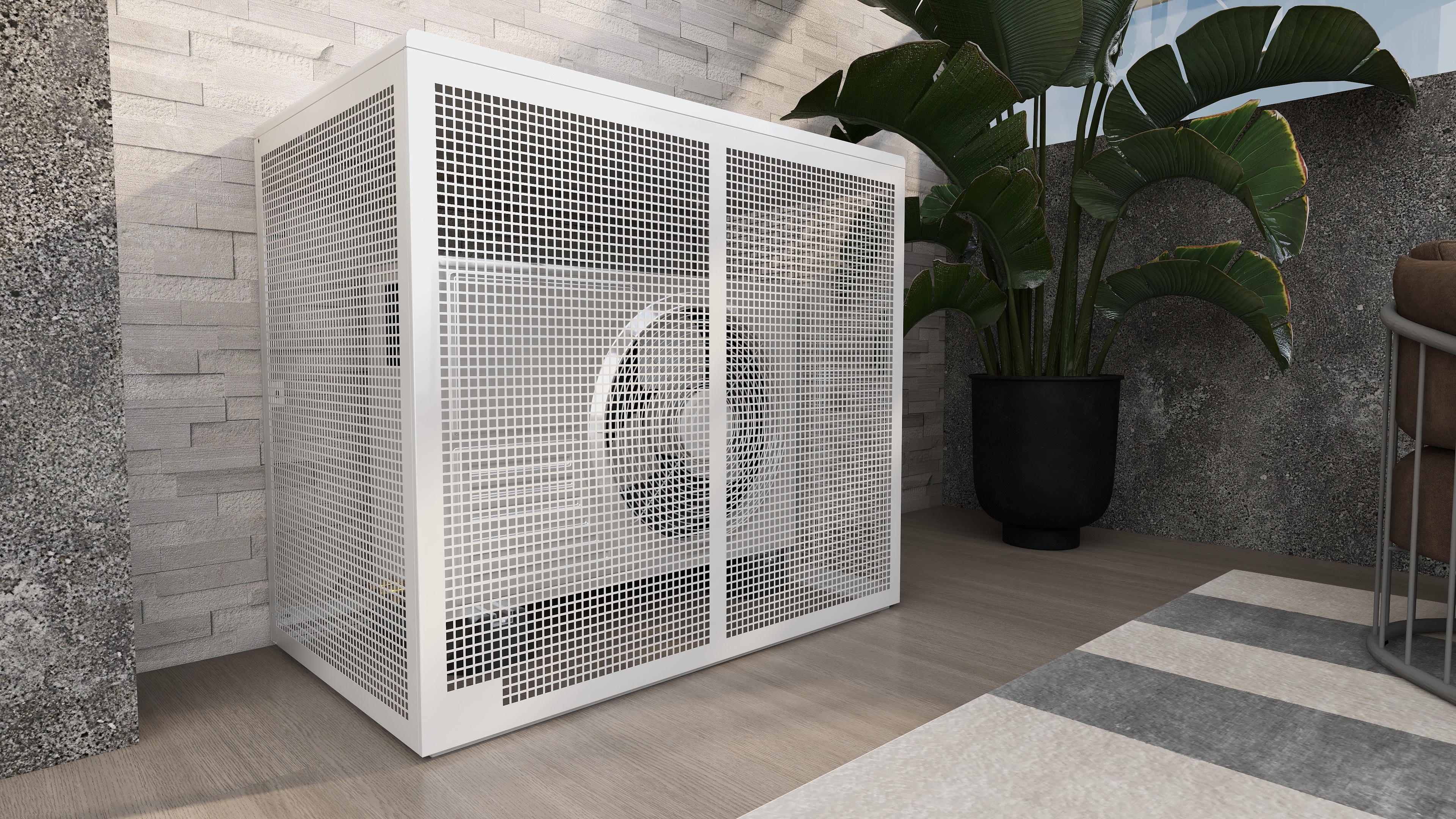 Beskyttelsesbur for utendørs bruk – pulverlakkert stål (1150 × 1200 × 650 mm)