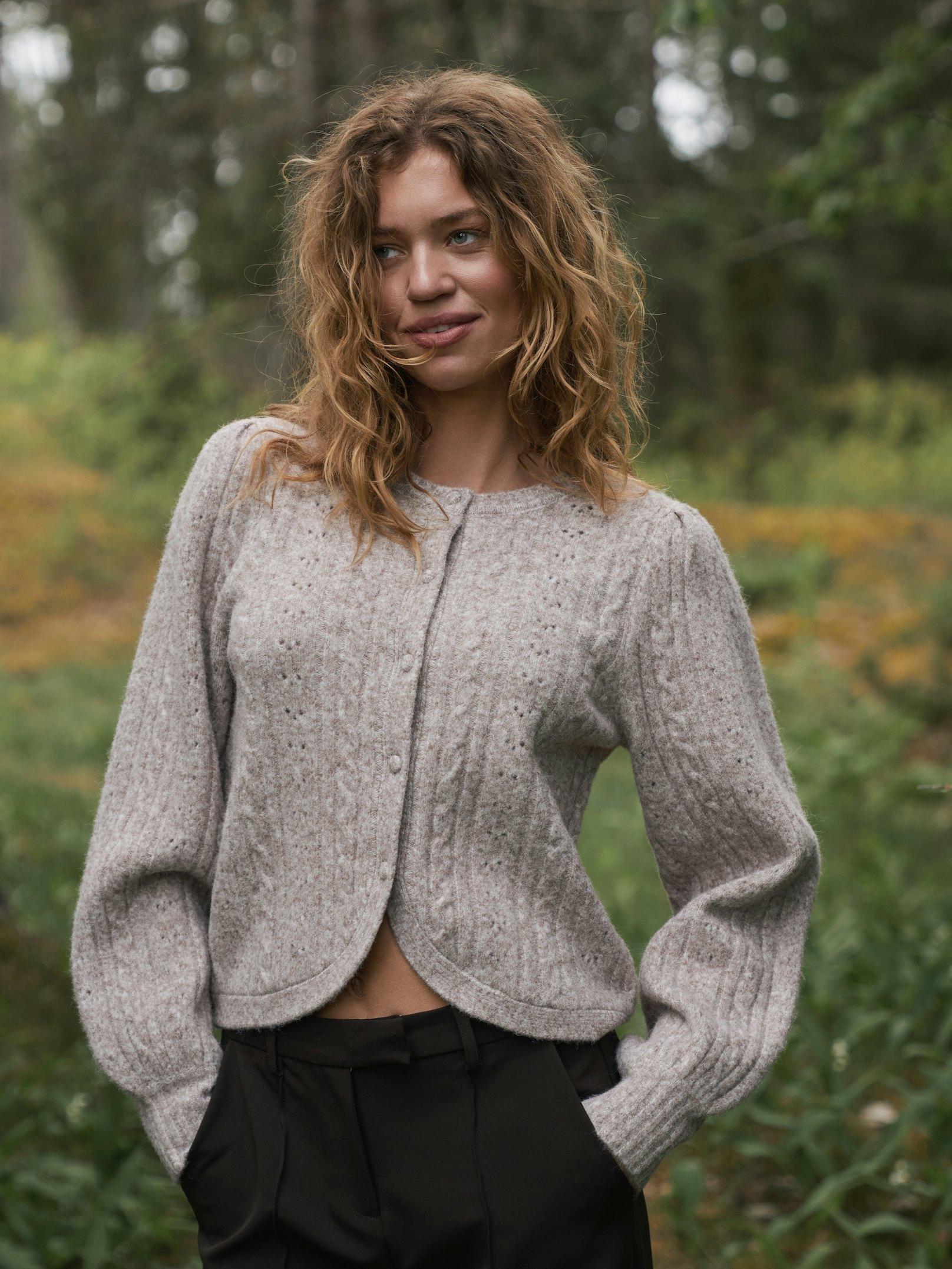 Koteas Cable Knit Cardigan Beige Melange - 10