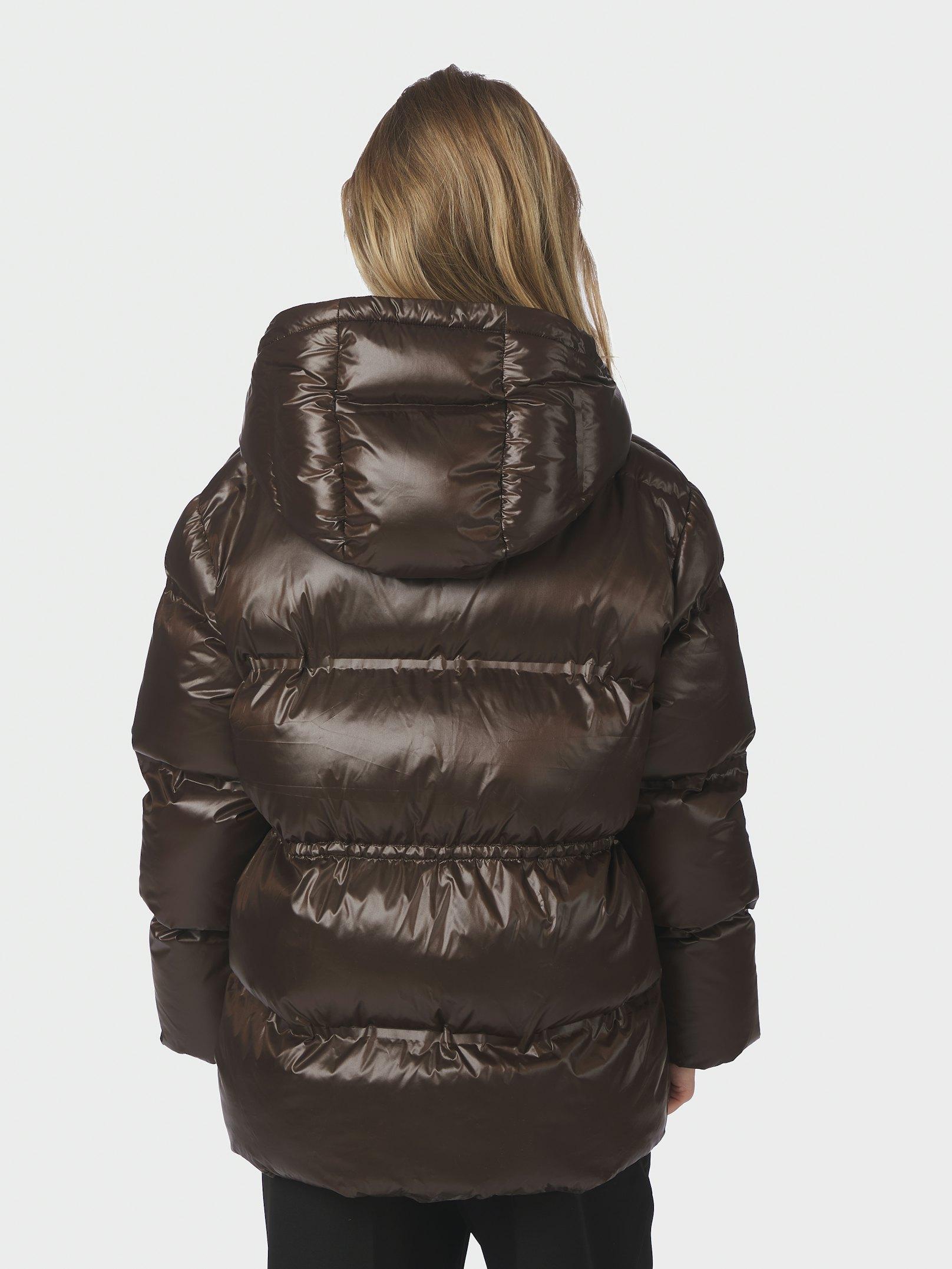Clotilde Shiny Puffer Jacket Chocolate Brown - 4
