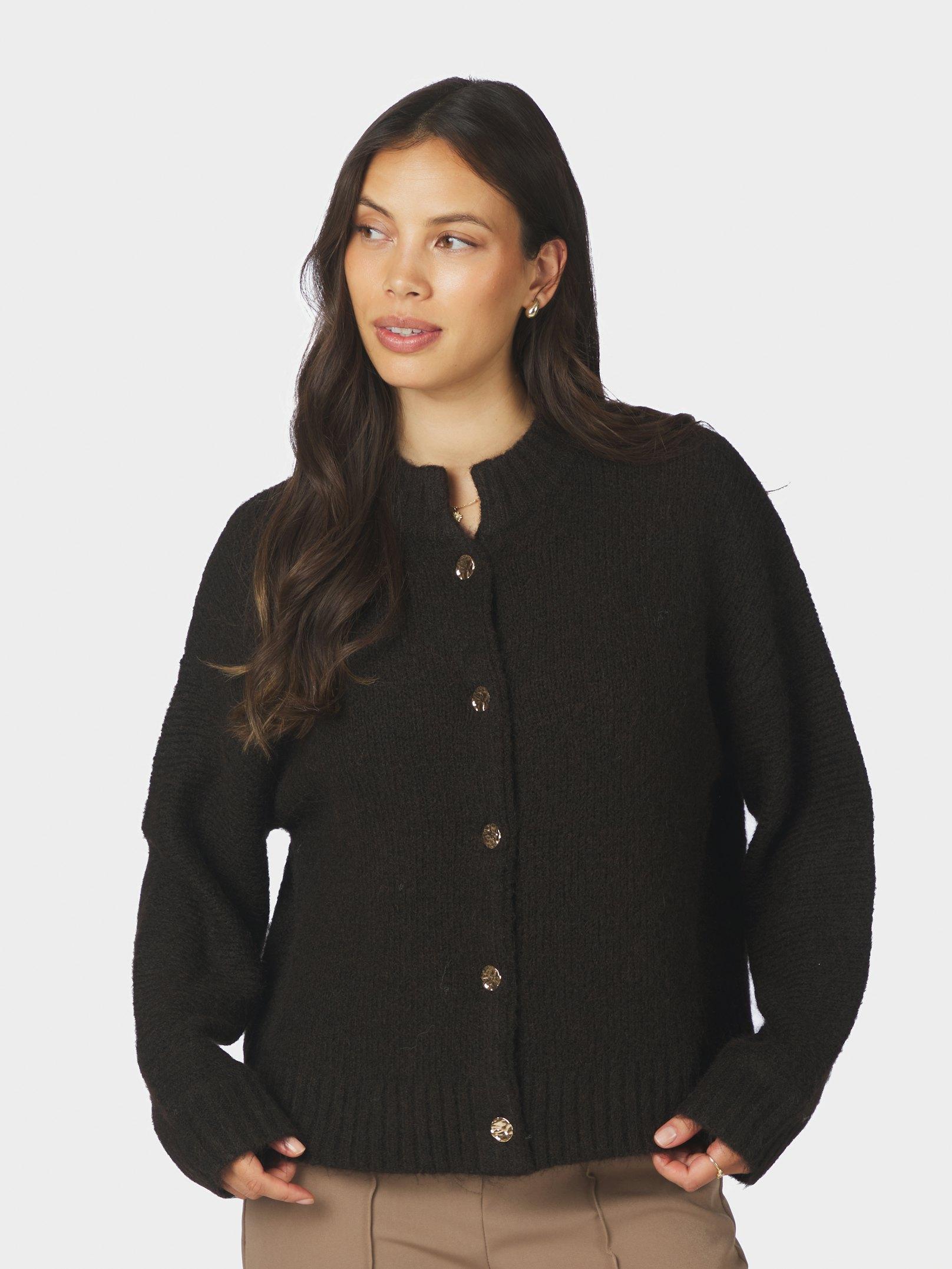 Taura Fluffy Knit Cardigan Dark brown - 3
