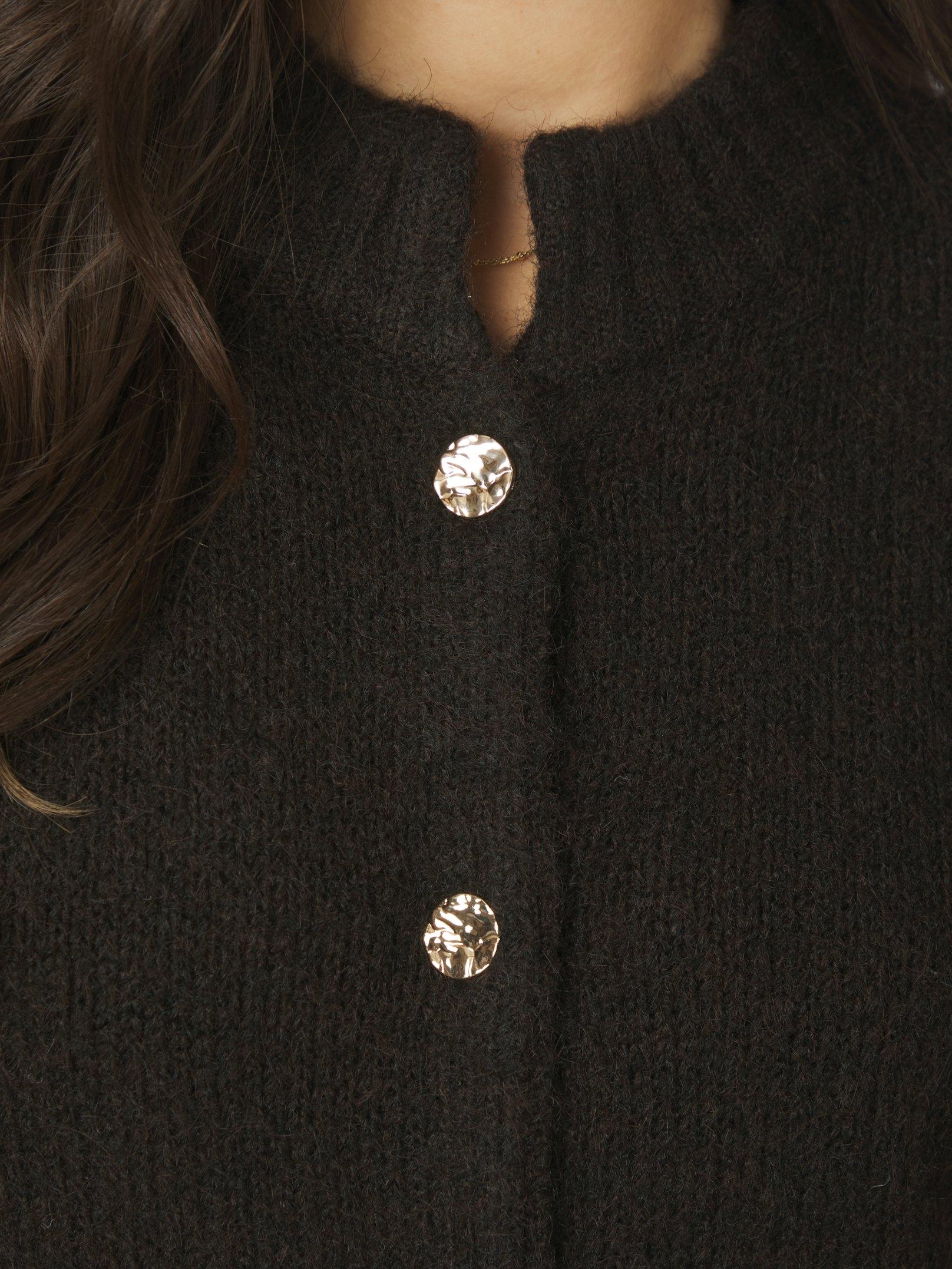 Taura Fluffy Knit Cardigan Dark brown - 6